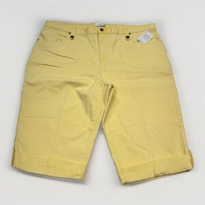 CJ Banks Jeans Womens Plus 22W Capri Roll Cuff Yellow Stretch Measures 44 x 15.5